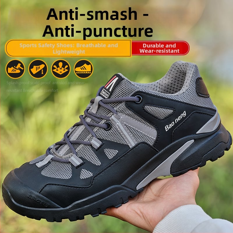 Мъжки Работни обувки с защита срещу удари и пробив, нисък глезен, микрофибър кожа + платно