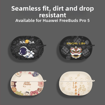 Ochranný kryt pre Huawei FreeBuds Pro 5, ručne vyrobený, karikatúrny štýl, vodný transferná nálepka