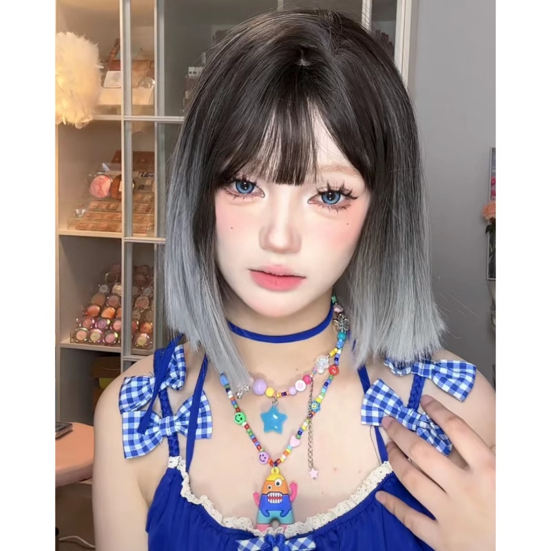 Ženska perika, kratka ravna kosa, korejski stil, vlakno otporno na toplinu, model pokrivača glave