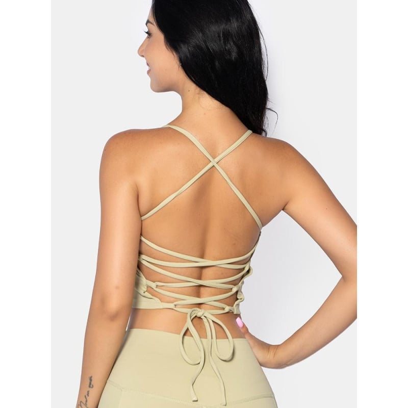 Γυναικείος αθλητικός τοπ με κορδόνια – Νάιλον/Σπαντέξ 80/20, γρήγορο στέγνωμα, tie-dye σχέδιο, επένδυσεις στήθους, για γιόγκα και γυμναστική