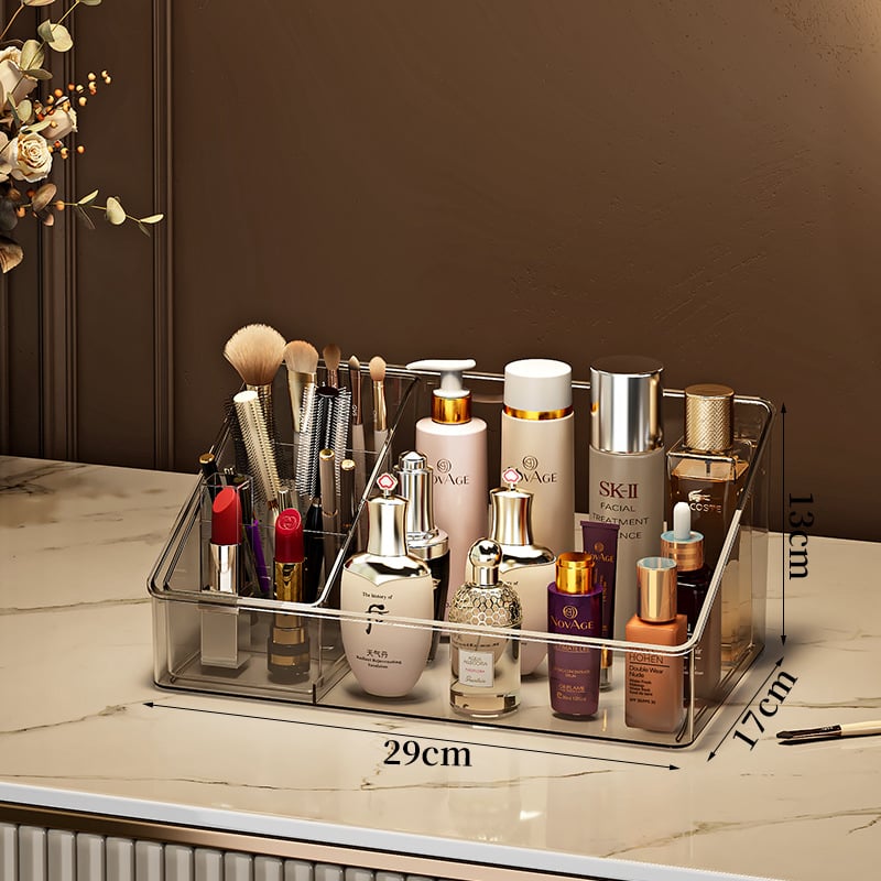 Οργανωτής καλλυντικών για αποθήκευση — θωράκιση σκόνης για κραγιόν και περιποίηση δέρματος, μεγάλη χωρητικότητα, επιτραπέζιος, καπάκι με διπλό άνοιγμα, With Lemon