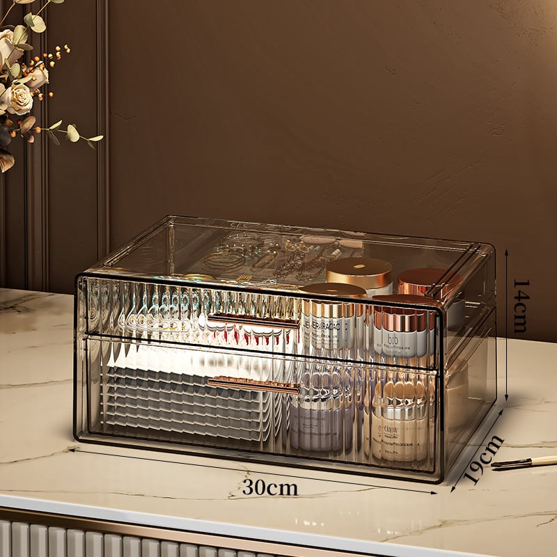 Οργανωτής καλλυντικών για αποθήκευση — θωράκιση σκόνης για κραγιόν και περιποίηση δέρματος, μεγάλη χωρητικότητα, επιτραπέζιος, καπάκι με διπλό άνοιγμα, With Lemon