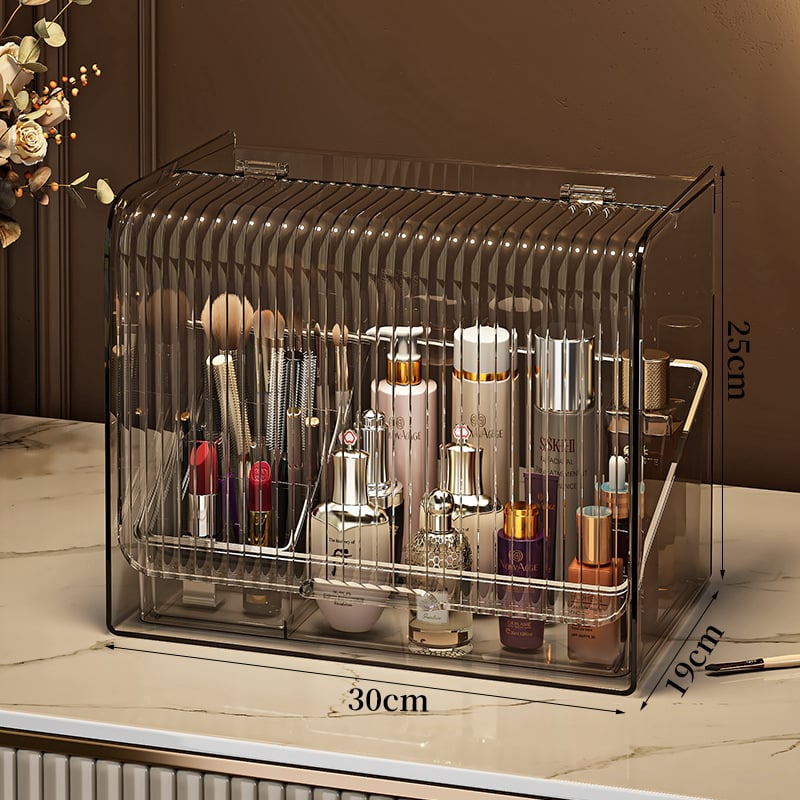 Οργανωτής καλλυντικών για αποθήκευση — θωράκιση σκόνης για κραγιόν και περιποίηση δέρματος, μεγάλη χωρητικότητα, επιτραπέζιος, καπάκι με διπλό άνοιγμα, With Lemon