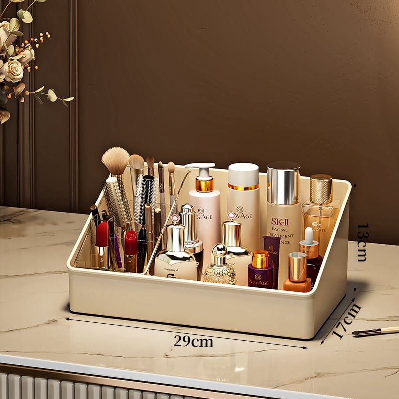 Οργανωτής καλλυντικών για αποθήκευση — θωράκιση σκόνης για κραγιόν και περιποίηση δέρματος, μεγάλη χωρητικότητα, επιτραπέζιος, καπάκι με διπλό άνοιγμα, With Lemon