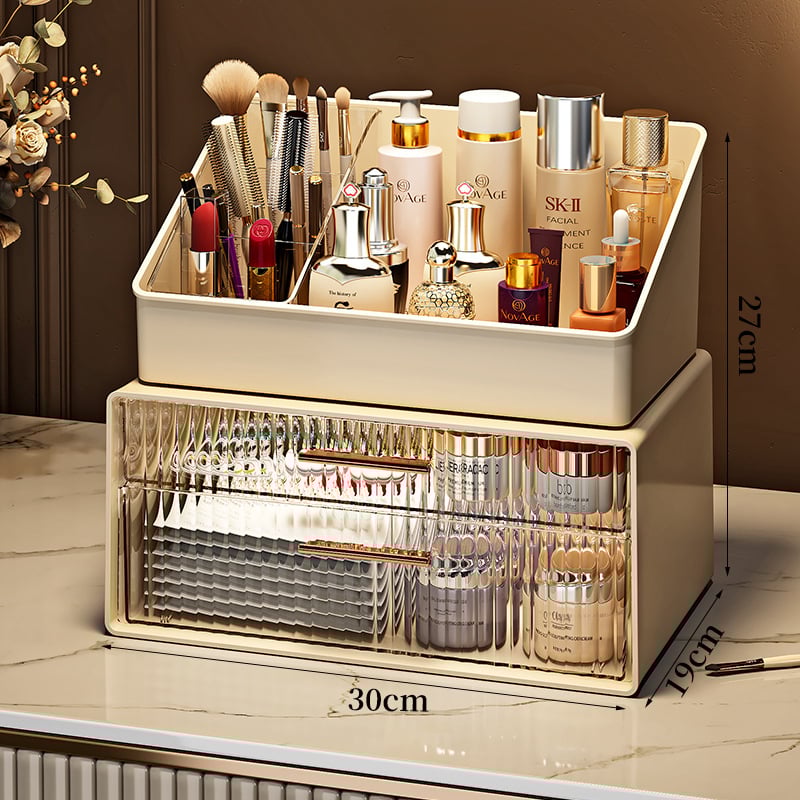 Οργανωτής καλλυντικών για αποθήκευση — θωράκιση σκόνης για κραγιόν και περιποίηση δέρματος, μεγάλη χωρητικότητα, επιτραπέζιος, καπάκι με διπλό άνοιγμα, With Lemon