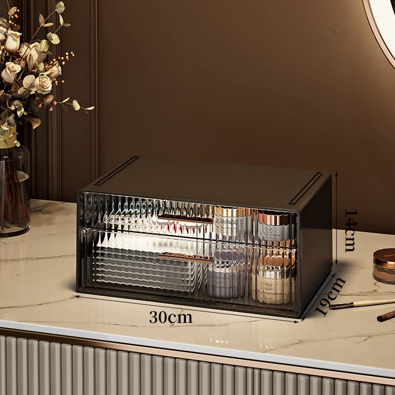 Οργανωτής καλλυντικών για αποθήκευση — θωράκιση σκόνης για κραγιόν και περιποίηση δέρματος, μεγάλη χωρητικότητα, επιτραπέζιος, καπάκι με διπλό άνοιγμα, With Lemon