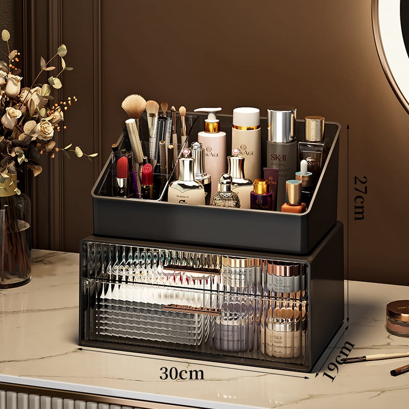 Οργανωτής καλλυντικών για αποθήκευση — θωράκιση σκόνης για κραγιόν και περιποίηση δέρματος, μεγάλη χωρητικότητα, επιτραπέζιος, καπάκι με διπλό άνοιγμα, With Lemon