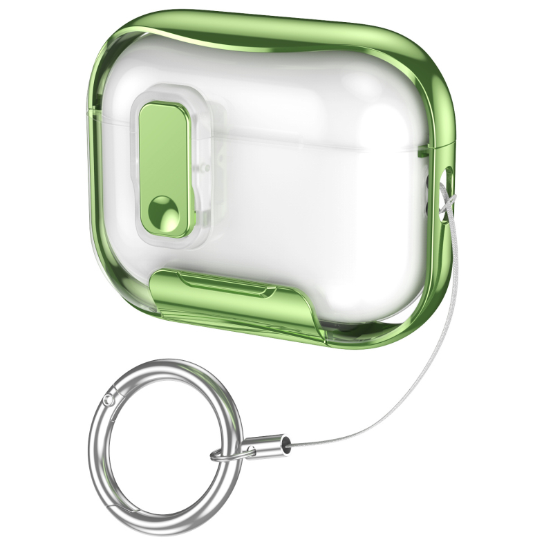 Θήκη Apple AirPods Pro 3 με στήριγμα για κινητό, κλείδωμα και φινίρισμα ηλεκτροπλατίνας, TPU+PC