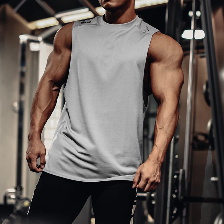 Αθλητικό γιλέκο χωρίς μανίκια, χαλαρή γραμμή, δίκτυ γρήγορου στεγνώματος, πολυεστερικό ύφασμα, λεπτό, τσεπούλα