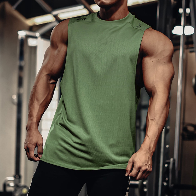 Αθλητικό γιλέκο χωρίς μανίκια, χαλαρή γραμμή, δίκτυ γρήγορου στεγνώματος, πολυεστερικό ύφασμα, λεπτό, τσεπούλα