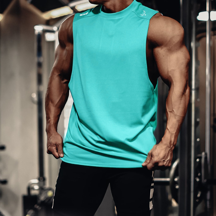 Αθλητικό γιλέκο χωρίς μανίκια, χαλαρή γραμμή, δίκτυ γρήγορου στεγνώματος, πολυεστερικό ύφασμα, λεπτό, τσεπούλα