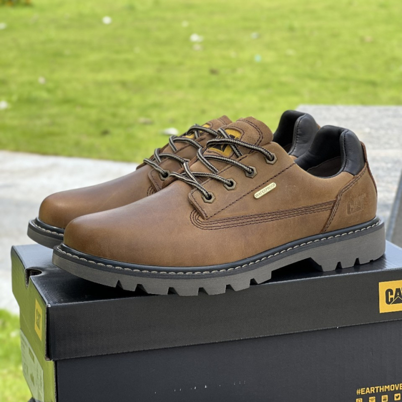 Muške cipele za rad od prave kože, niske, outdoor casual stil, okrugli vrh, gumeni đon, vezivanje