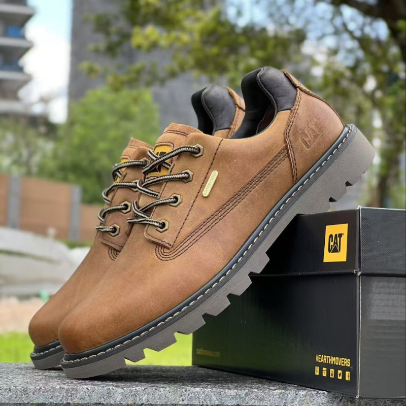 Muške cipele za rad od prave kože, niske, outdoor casual stil, okrugli vrh, gumeni đon, vezivanje