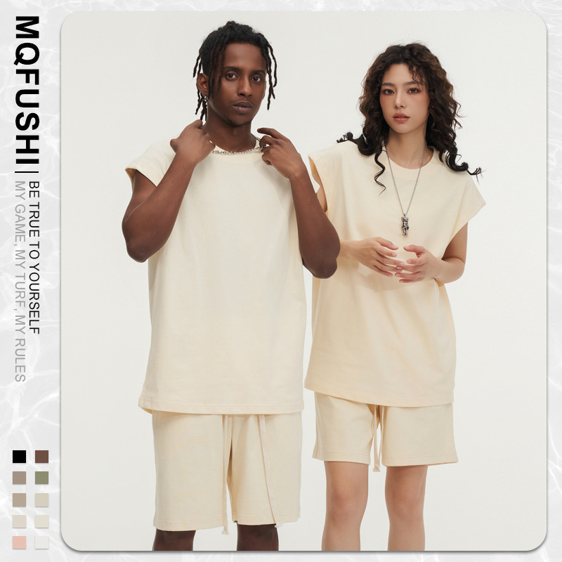 Βαμβακερό T‑shirt χωρίς μανίκια, χαλαρή γραμμή, στρογγυλή λαιμόκοψη, χωρίς σιδέρωμα (χαλαρή γραμμή; στρογγυλή λαιμόκοψη; χωρίς σιδέρωμα)