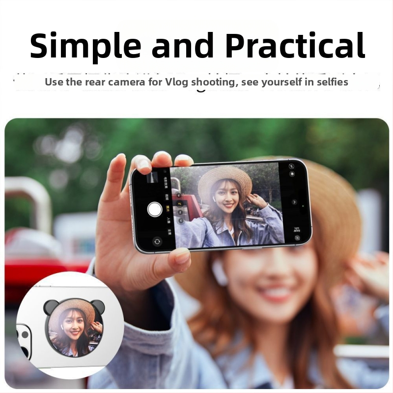 Magnetické selfie zrkadlo pre smartfóny s obrazovou stabilizáciou, Bluetooth a diaľkovým ovládaním, univerzálny štýl, plastová konštrukcia