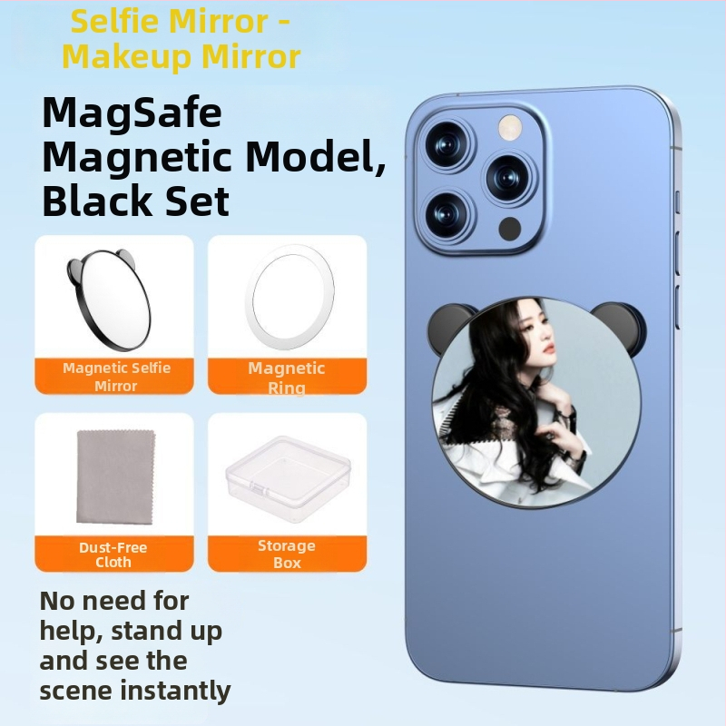 Magnetické selfie zrkadlo pre smartfóny s obrazovou stabilizáciou, Bluetooth a diaľkovým ovládaním, univerzálny štýl, plastová konštrukcia
