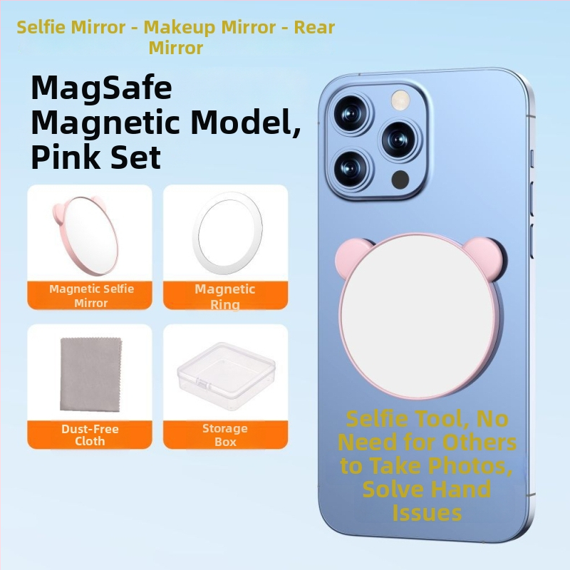 Magnetické selfie zrkadlo pre smartfóny s obrazovou stabilizáciou, Bluetooth a diaľkovým ovládaním, univerzálny štýl, plastová konštrukcia