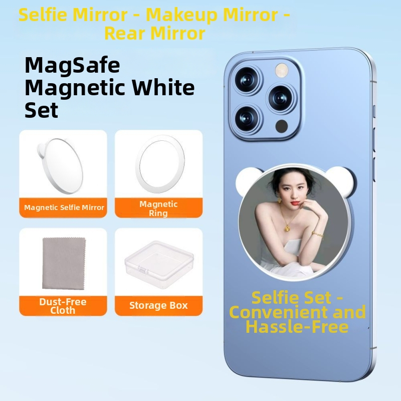 Magnetické selfie zrkadlo pre smartfóny s obrazovou stabilizáciou, Bluetooth a diaľkovým ovládaním, univerzálny štýl, plastová konštrukcia