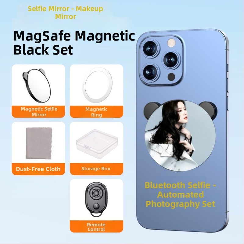 Magnetické selfie zrkadlo pre smartfóny s obrazovou stabilizáciou, Bluetooth a diaľkovým ovládaním, univerzálny štýl, plastová konštrukcia