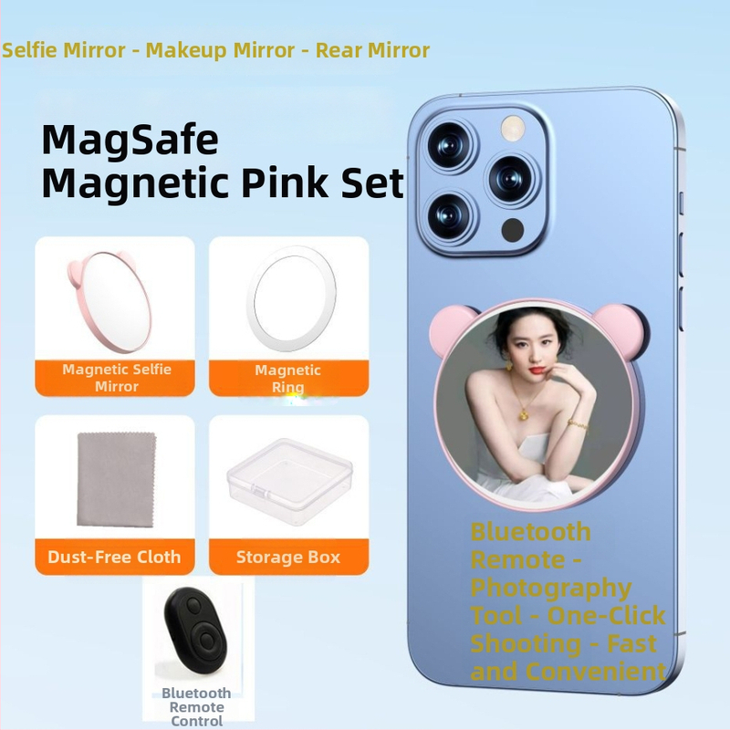 Magnetické selfie zrkadlo pre smartfóny s obrazovou stabilizáciou, Bluetooth a diaľkovým ovládaním, univerzálny štýl, plastová konštrukcia