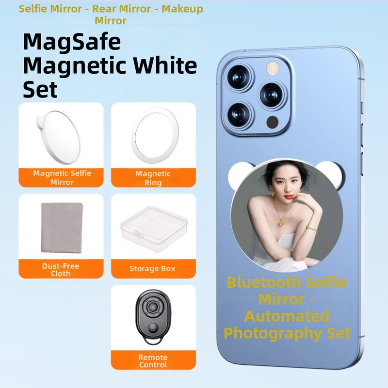 Magnetické selfie zrkadlo pre smartfóny s obrazovou stabilizáciou, Bluetooth a diaľkovým ovládaním, univerzálny štýl, plastová konštrukcia