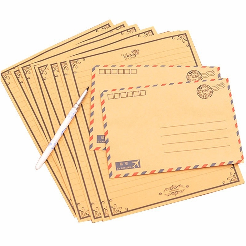 Írószer-készlet borítékokkal és levelezőlapokkal, retró kínai stílus, ablakkal ellátott borítékok, 56 darab