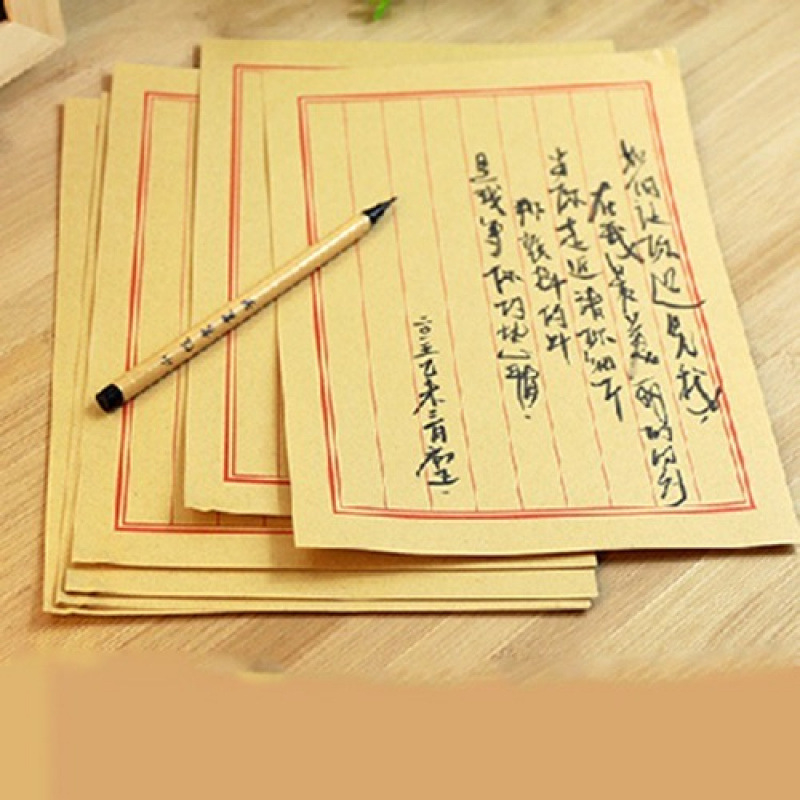 Írószer-készlet borítékokkal és levelezőlapokkal, retró kínai stílus, ablakkal ellátott borítékok, 56 darab