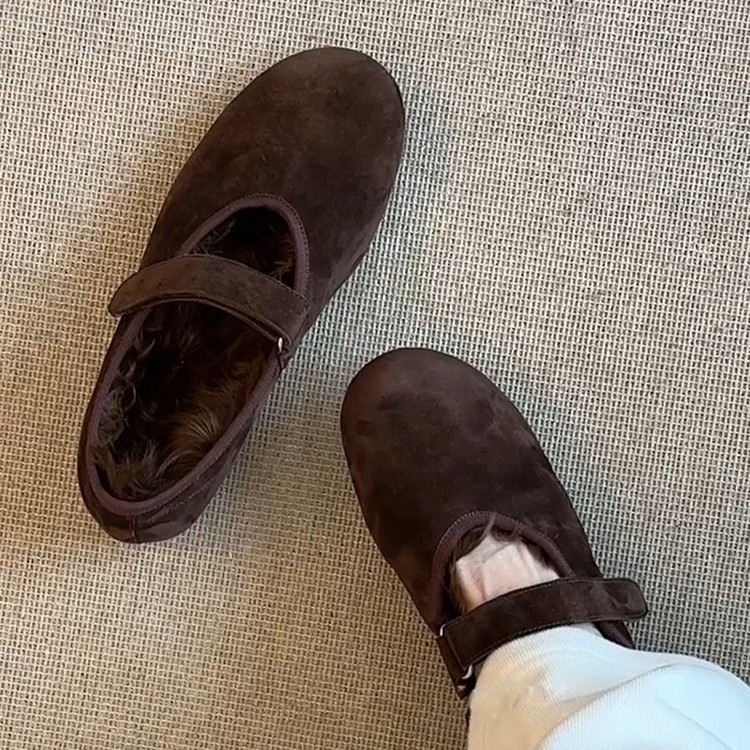 Ženske Mary Jane cipele — okrugli nos, gornji materijal mikrovlakna, ulošak od ovčje kože, podstava od umjetnog pliša, gumeni potplat