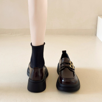 Ženske udobne cipele s debelim potplatom, britanski stil, Velcro zatvaranje, okrugli vrh, gornji dio od Super vlakna