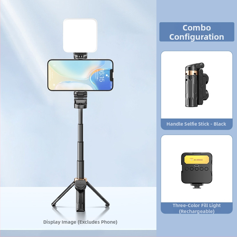 Ultra-compact Selfie Stick με Bluetooth, Τηλεχειριστήριο και Φως για Live Streaming – Χειροκίνητος Σταθεροποιητής