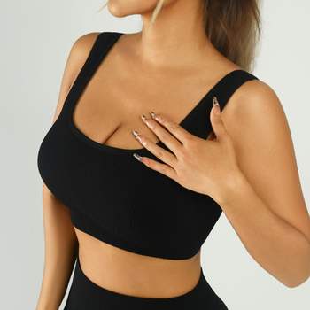 Ženski joga top s umetkom za grudnjak — bezšivan, brzo sušenje, uski kroj (Sastav: Najlon 92% + Spandeks 8%; Vlažnost odvodi; Model: Slim; Duljina: Chest-length; Uključuje prsni umetak)