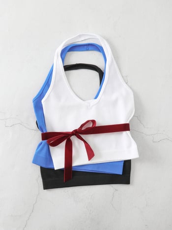 Γυναικείο αμάνικο γιλέκο – Ριγέ Νάιλον, Απορροφά Υγρασία, 90% Νάιλον, Για Τρέξιμο και Γυμναστική, Καλοκαίρι και Φθινόπωρο