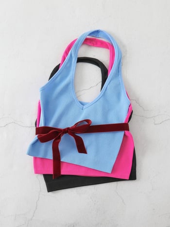 Γυναικείο αμάνικο γιλέκο – Ριγέ Νάιλον, Απορροφά Υγρασία, 90% Νάιλον, Για Τρέξιμο και Γυμναστική, Καλοκαίρι και Φθινόπωρο