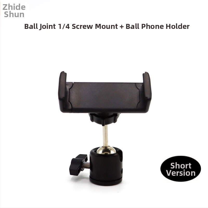 Metalni držač za mobitel s dvostrukim kugličnim zglobom, 360° rotacija, vijčani priključak, oko 100 g, za prijenos uživo