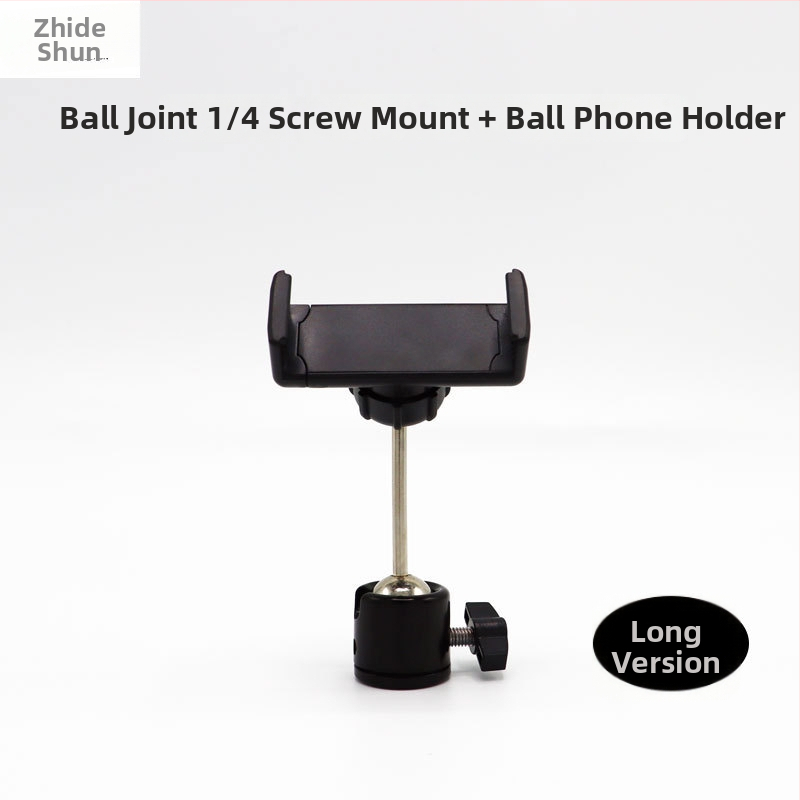 Metalni držač za mobitel s dvostrukim kugličnim zglobom, 360° rotacija, vijčani priključak, oko 100 g, za prijenos uživo