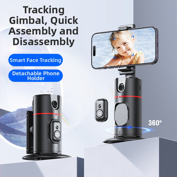 Gimbal na mobilný telefón s rozpoznávaním tváre, 360° panoramatické sledovanie, stolný stojan, Bluetooth diaľkové ovládanie, stabilizácia obrazu
