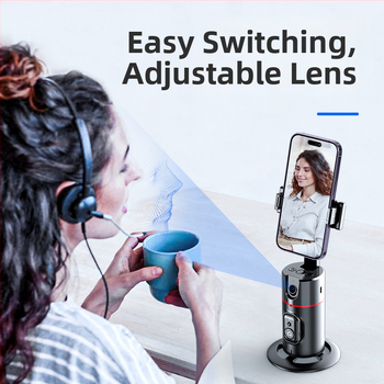 Gimbal na mobilný telefón s rozpoznávaním tváre, 360° panoramatické sledovanie, stolný stojan, Bluetooth diaľkové ovládanie, stabilizácia obrazu