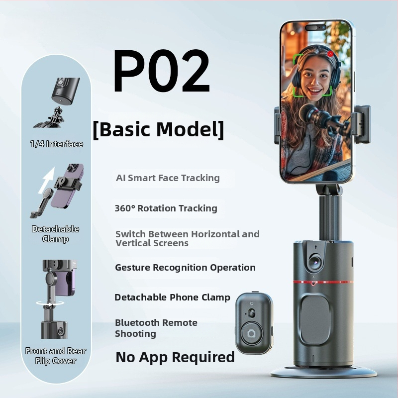 Gimbal na mobilný telefón s rozpoznávaním tváre, 360° panoramatické sledovanie, stolný stojan, Bluetooth diaľkové ovládanie, stabilizácia obrazu