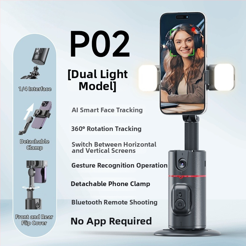 Gimbal na mobilný telefón s rozpoznávaním tváre, 360° panoramatické sledovanie, stolný stojan, Bluetooth diaľkové ovládanie, stabilizácia obrazu