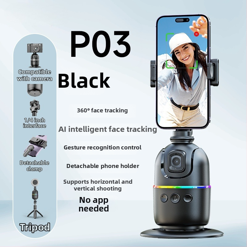 Gimbal na mobilný telefón s rozpoznávaním tváre, 360° panoramatické sledovanie, stolný stojan, Bluetooth diaľkové ovládanie, stabilizácia obrazu