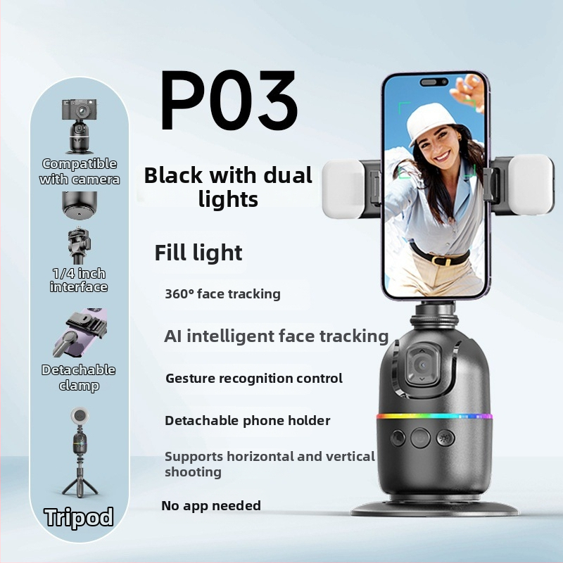 Gimbal na mobilný telefón s rozpoznávaním tváre, 360° panoramatické sledovanie, stolný stojan, Bluetooth diaľkové ovládanie, stabilizácia obrazu