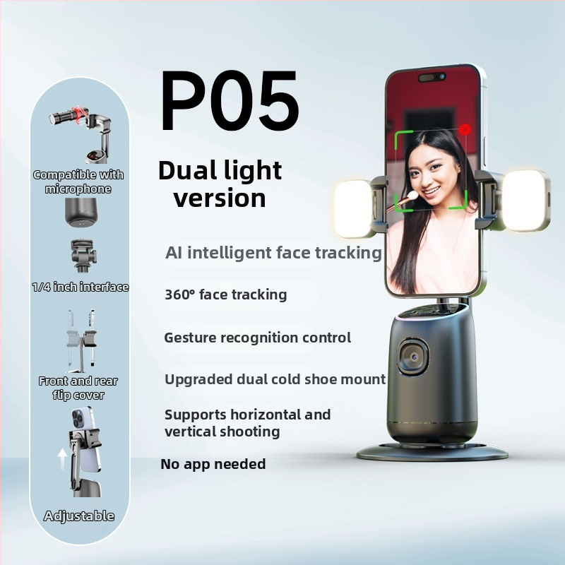 Gimbal na mobilný telefón s rozpoznávaním tváre, 360° panoramatické sledovanie, stolný stojan, Bluetooth diaľkové ovládanie, stabilizácia obrazu