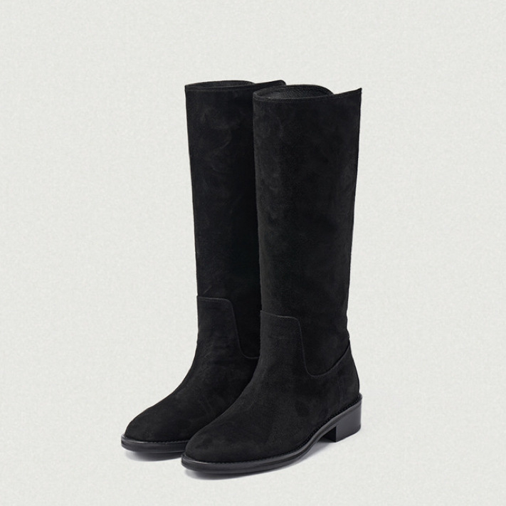 Čizme do koljena, korejskog stila, okrugli vrh, visok otvor, koža prve klase, podstava od svinjske kože, jednoslojne boje, unisex.