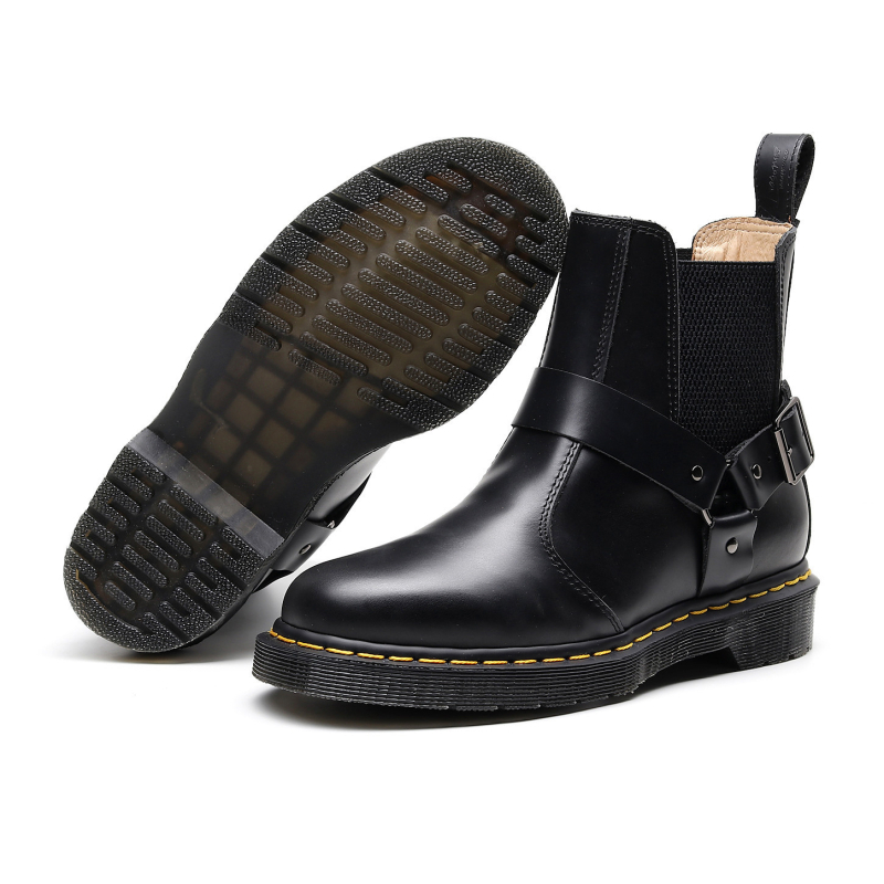 Unisex Chelsea gležnjače od prave kože, gumeni đon, zaobljeni nos, niski 1–3 cm, casual/Martin stil