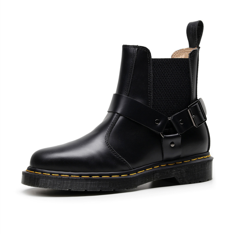 Unisex Chelsea gležnjače od prave kože, gumeni đon, zaobljeni nos, niski 1–3 cm, casual/Martin stil