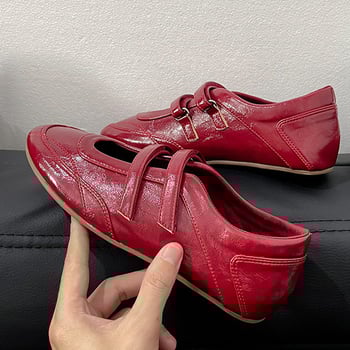 Ženske Mary Jane cipele s Velcro zatvaračem, skrivenim visinom potpetice, okrugli vrh, gornji dio i podstava od ovčje kože, visina pete 1–3 cm