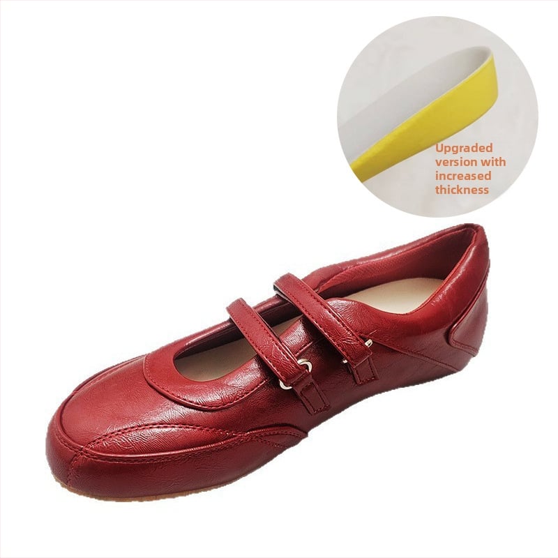 Ženske Mary Jane cipele s Velcro zatvaračem, skrivenim visinom potpetice, okrugli vrh, gornji dio i podstava od ovčje kože, visina pete 1–3 cm