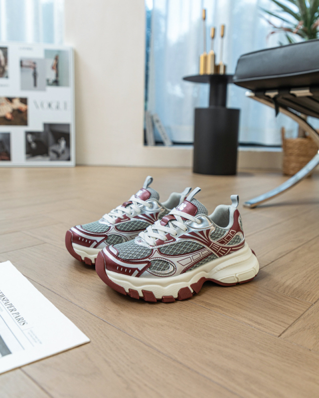 Ženske tenisice Dad Shoes, peta 3–5 cm, gornji dio od Super Fiber, okrugla prst, vezanje, ulošak od svinjske kože, svakodnevne sportske tenisice