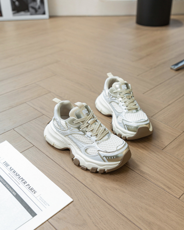 Ženske tenisice Dad Shoes, peta 3–5 cm, gornji dio od Super Fiber, okrugla prst, vezanje, ulošak od svinjske kože, svakodnevne sportske tenisice