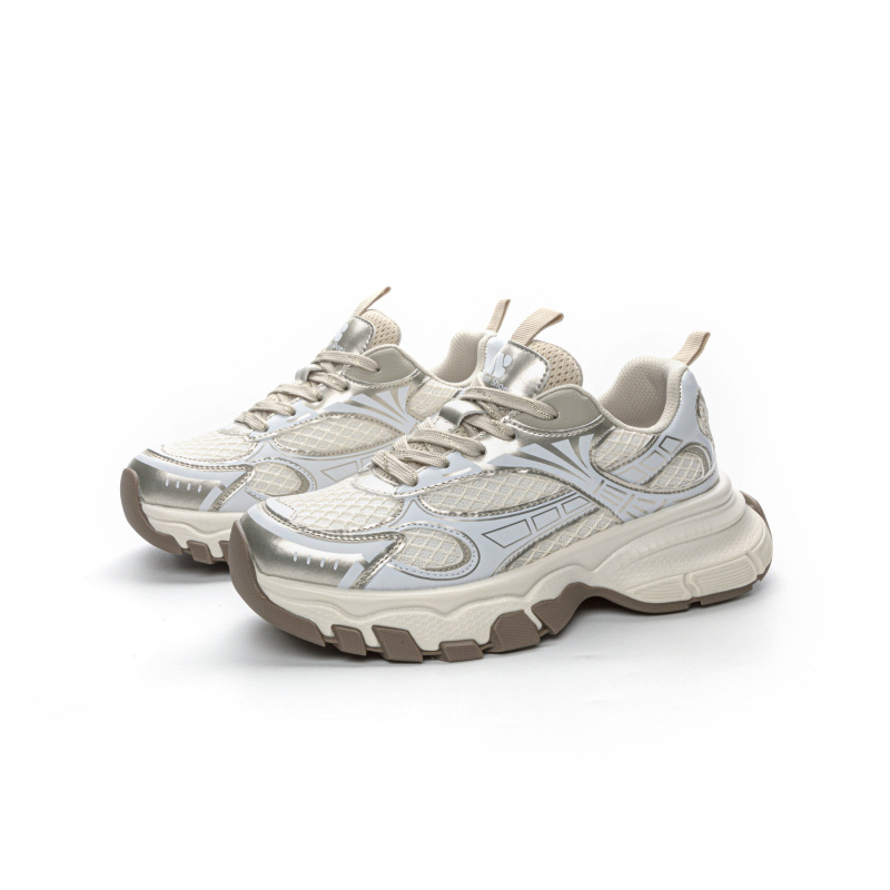 Ženske tenisice Dad Shoes, peta 3–5 cm, gornji dio od Super Fiber, okrugla prst, vezanje, ulošak od svinjske kože, svakodnevne sportske tenisice